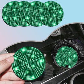 Piburth 4PCS Bling Car Cup Holder Coaster, 2.75 inch Anti-Slip Shockproof Bling Crystal Rhinestone Insert Car Cup Coaster, Automotive Interior Accessories for Womens Girls (Green)