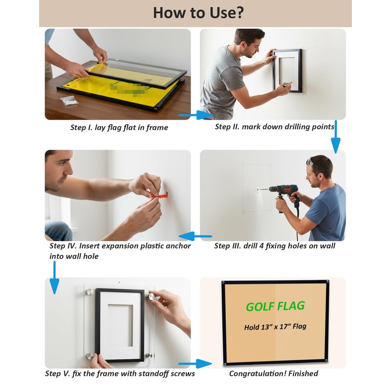Double-Sided Clear Acrylic Golf Flag Frame, 15x19 Floating Shadow Box