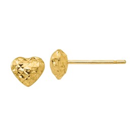 14K Solid Yellow Gold Heart Love Post Stud Earrings
