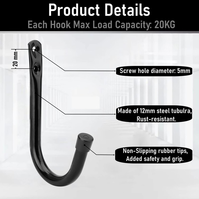PiPaFox Heavy Duty Garage Storage Hooks, J Utility Garage Wall