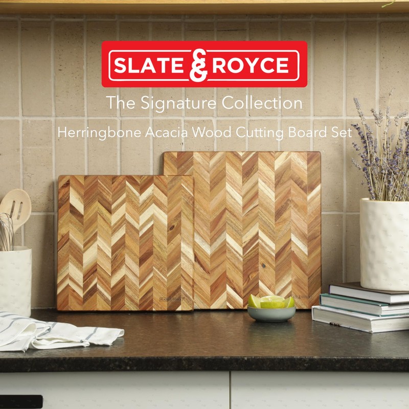 SLATE & ROYCE Acacia Wood Cutting Board Set of 2