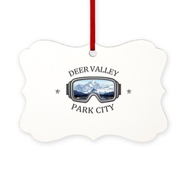 CafePress Deer Valley Park City Utah Scroll Holiday Ornament 4" x 2.75"