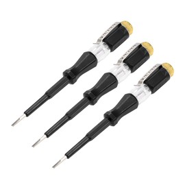 uxcell Voltage Tester AC 100-500V with 3mm Slotted Screwdriver with Clip for Circuit Test, Black, Pack of 3