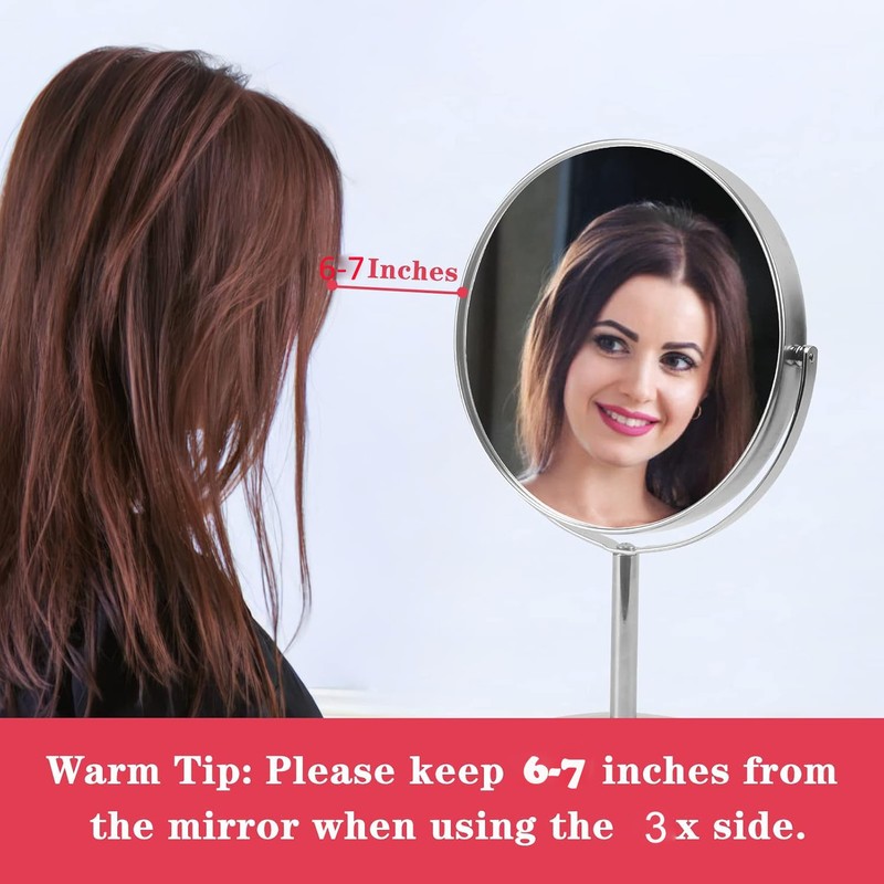 Schliersee Magnifying Vanity Makeup Mirror 7 Inch, 360°Rotation Double Sided