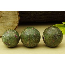 Reikiera Ruby Fuchsite Sphere Stone Ball With Ring Stand Aura Balancing Metaphysical Crystal Reiki Healing- Choose Size