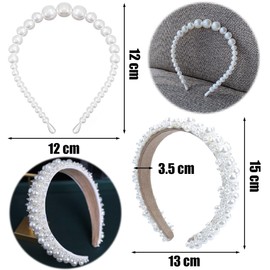 Lowats Pearl Headband 2 Pieces White Pearl Headband Bridal Pearl Headbands White Bride Headband Bridal Headband Party Wedding Hair Accessories White Pearl Headbands Hair Accessories Women