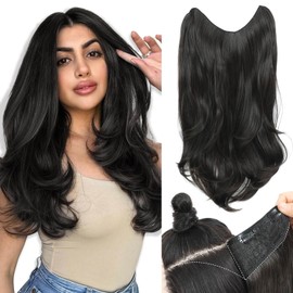 Ms taj Dark Brown Hair Extensions V-Shaped 1PCS 20Inch Hair Extension Clip in Body Wavy Natural Layered Thick Full head Clip in Hair Extension for women with Dense hair to increase hair volume