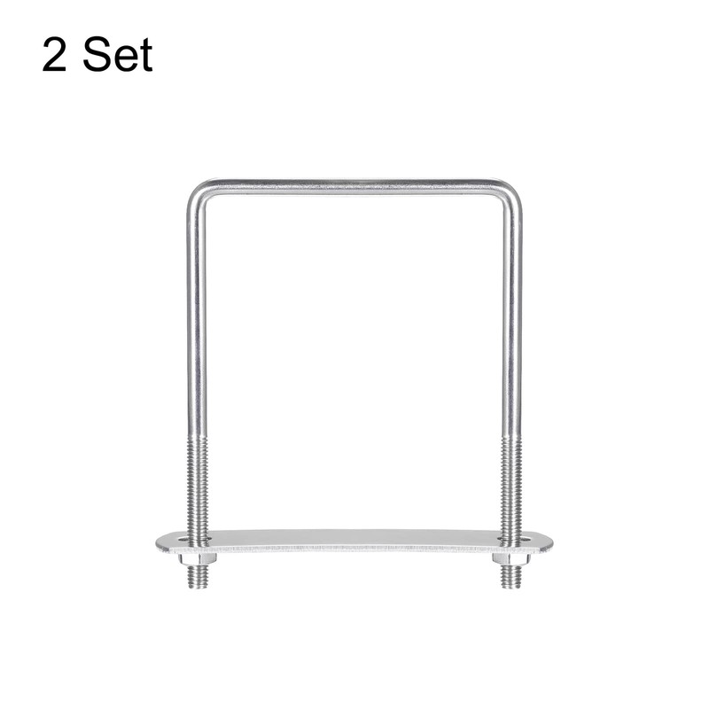sourcing map Square U-Bolts, 2 Sets 82mm(3.23") Inner Width 110mm