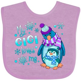 inktastic My Gigi Loves Me Cute Winter Penguins Baby Bib Lavender 42ebe