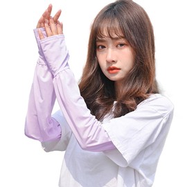 Libetter Loose Arm Cover, UV Protection, Summer, Sunscreen, UV Protection, Cold Feeling, Long Length, With Finger Holes, Smooth, purple