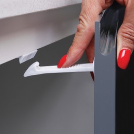 Dreambaby Adhesive Safety Latches for Drawers & Cabinets, White, 4 Count