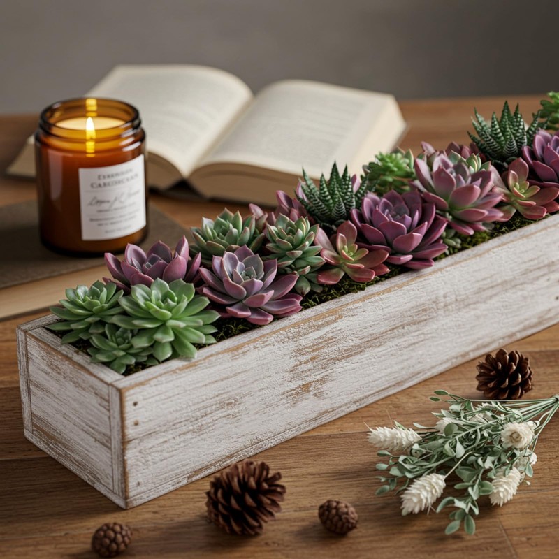 Dandat 2 Set Wood Boxes for Centerpieces 16x4 Inch Rectangle