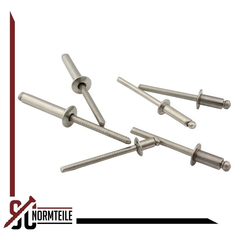 Blind rivets with flat head, 4 x 6 mm, pack