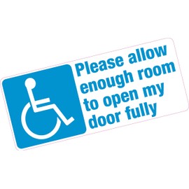 Allow Enough Room to Open Door Disabled Blue Badge Vinyl Car Sticker