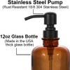 Thick Amber Glass Jar Soap Dispenser with Matte Black Stainless