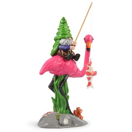 Ammzus Home Decor,Outdoor Statues, Garden Gnomes Outdoor Decor,Funny Gnome on Flamingo with Fish on Fishing Rod,Large Gnome Decorations for Yard,Ideal Gnome Gifts for Women,Garden Gnomes Outdoor