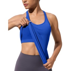 MathCat Workout Tank Tops for Women with Built in Bra, Seamless Racerback Athletic Yoga Shirts