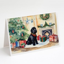 Caroline's Treasures DAC2613GCA7P Black Russian Terrier Cozy Christmas Greeting Cards Pack of 8 Blank Cards with Envelopes Whimsical A7 Size 5x7 Blank Note Cards