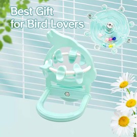 Bird Mirror with Toy and Spinning Wheel Set - Interactive Parrot Cage Accessories for Parakeet Conure Cockatiel Lovebird Finch Canary - Bird-Approved Fun and Enrichment (03 Blue)