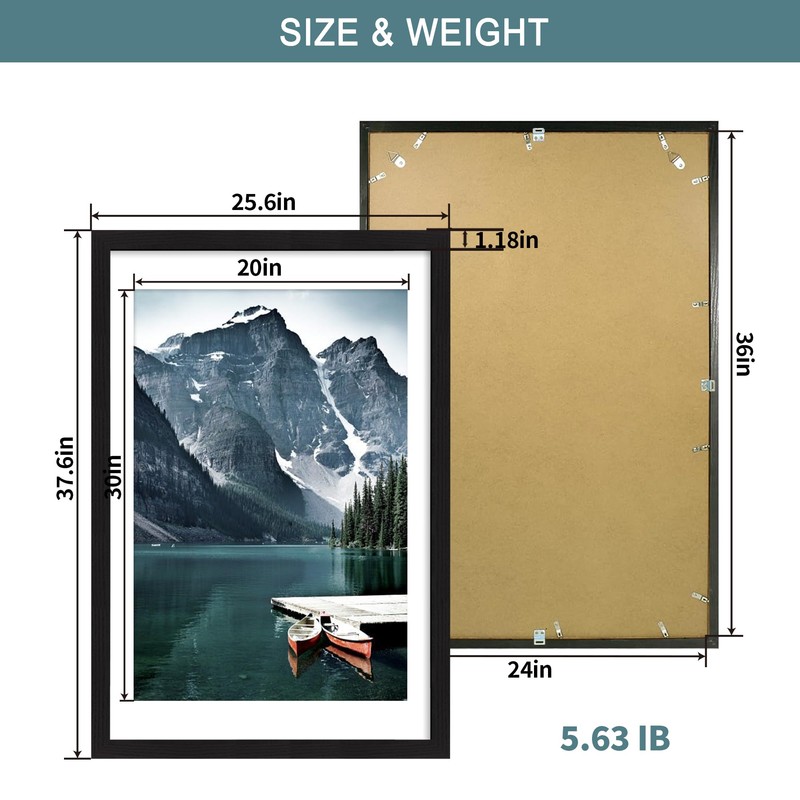 iRahmen 24x36 Poster Frame Set of 2 with Plexiglass, Black