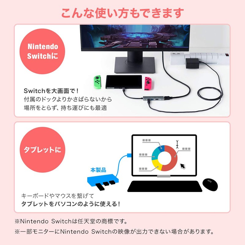 Sanwa Direct 400-HUB086GM USB Hub, Type-C Connection, HDMI 4K /