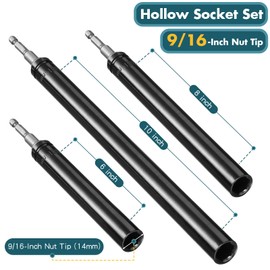 Blulu 9/16" Power Nut Driver Nut Runner Hollow Socket with 1/4" Hex Shank Fit Long Bolts and Ductwork Power for Overhead Fastening Applications Operations