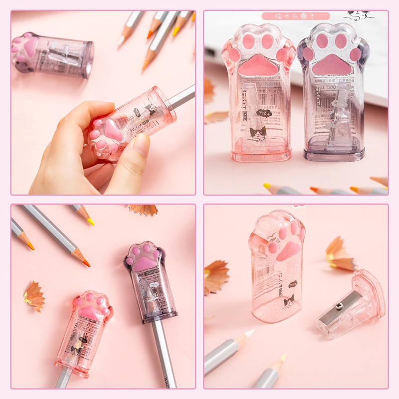 Coollooda Ruler, 5.9 inches (15 cm), Cat Paw Pencil Sharpener,
