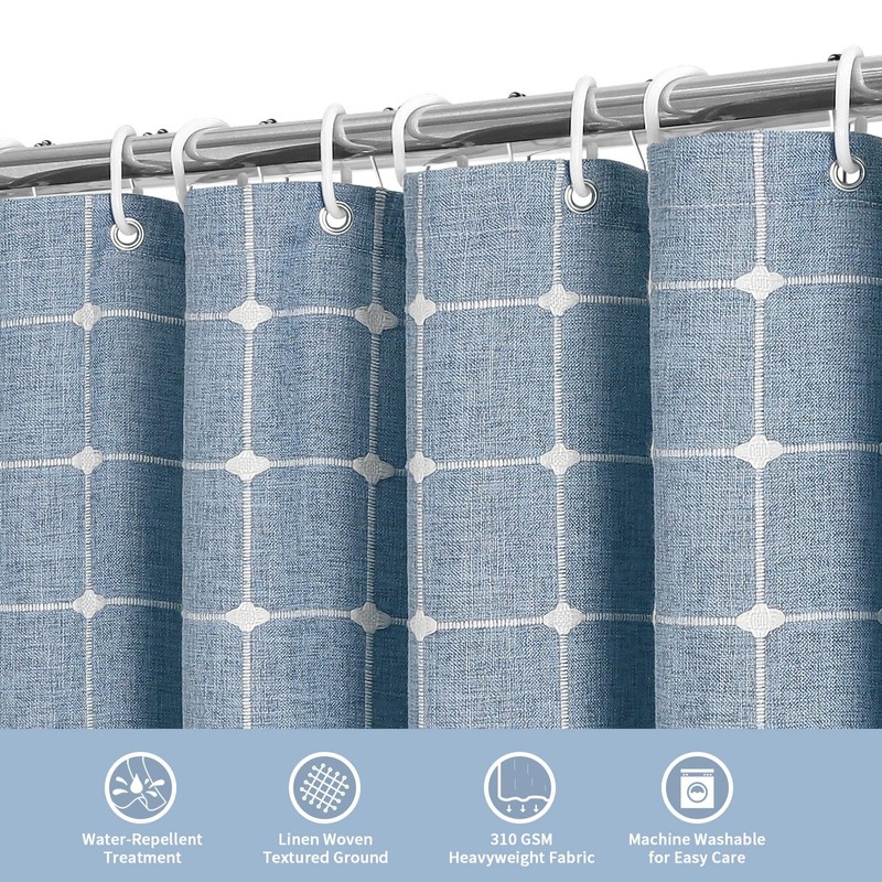 MitoVilla Boho Small Stall Shower Curtain 36 x 72, Blue