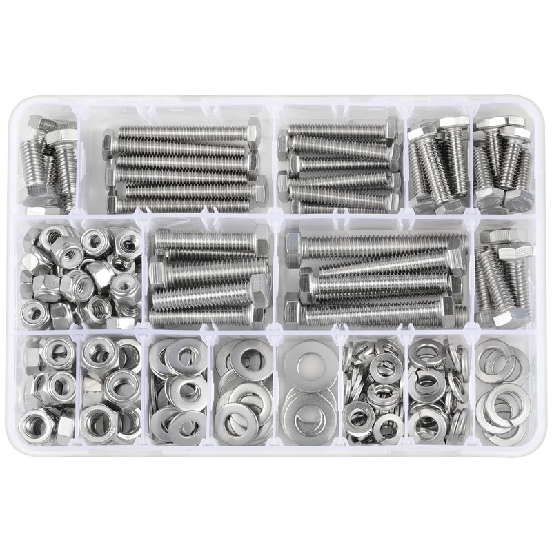 Krysay 288Pcs Hex Bolts and Nuts Assortment Kit,1/4-20,5/16-18,3/8-16 Assorted Bolts