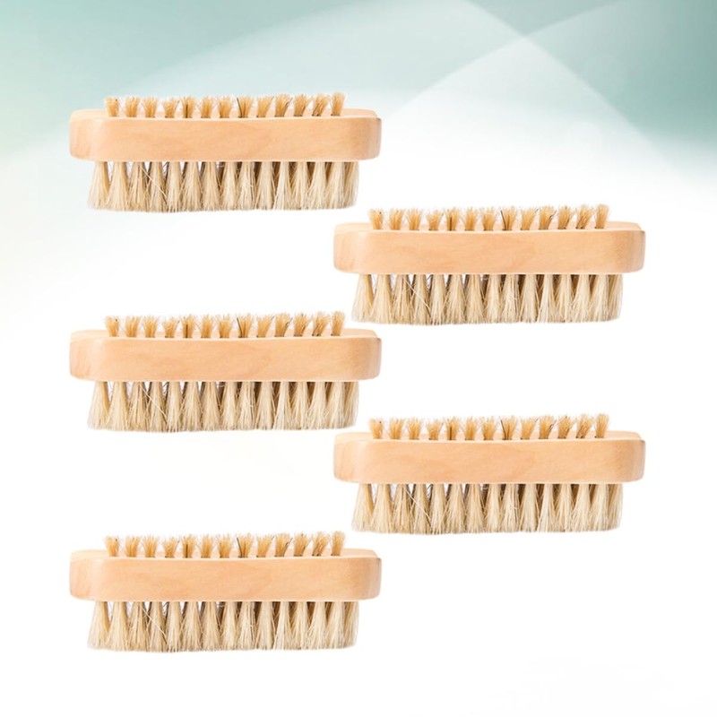 Healvian 5pcs Pig Mane Cleaning Brush Nail Brush for Hand