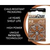 HearClear Size 312 PR41 Hearing Aid Batteries Brown Tab (18