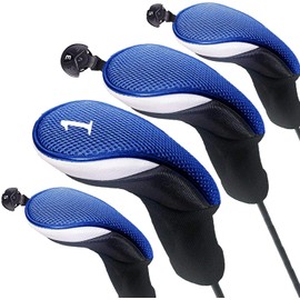 Golf Club Head Covers Driver Golf Club Headcover Set Value 4 Pieces Long Neck Club Headcovers Hybrid Fairway with 1 3 5 7 X Number Plate