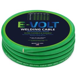 E-VOLT Professional Grade Annealed Copper EPDM Welding Lead and Car Battery Cable | Made in USA ((1/0) 0 AWG, 10 FT Green)