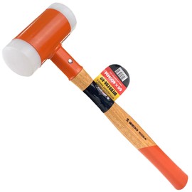 WEDO Non-Rebound Dead Blow,Double-Face Mallet with Hickory Wooden Handle,35x325mm,Rubber Mallet Head 600g,Rebound Resistant Nylon Hammer for Construction,Automotive,Home Decoration