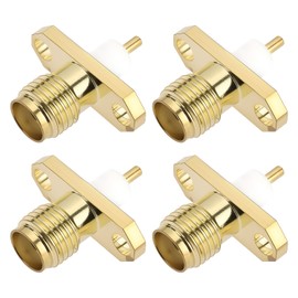 Create idea 4Pcs SMA Panel Socket SMA-KFD4 2-hole RF Coaxial Connector for Antenna Broadcasting Radio 12.7x2.6x4.2mm 50 Ohm
