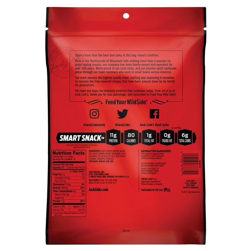 Jack Link's Beef Jerky, Teriyaki, 16 Ounce (Pack of 1)