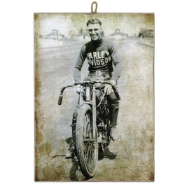 KUSTOM ART Picture Vintage Style Harley Davidson 1920s Collectible Print on Wood Made in Italy Gift Idea
