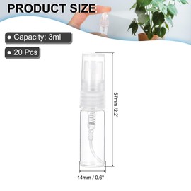 PATIKIL 3ml Glass Mini Perfume Sample Bottles, 20 Pcs Fine Mist Refillable Empty Mini Spray Bottle Fragrance Sample Bottles Sprayer for Perfume Travel Liquid Essential Oil, Clear