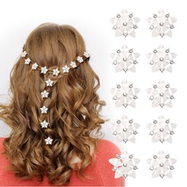 VZZNN Pack of 10 Hair Clips Flower Hair Clips Small for Bride Diamond Hair Clips Hair Accessories Wedding Party Everyday Hair Accessories Women