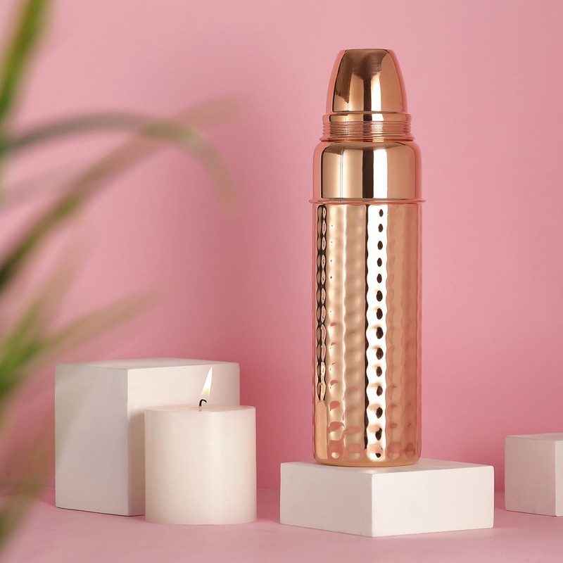 Ancient Impex Pure Copper Hammered Thermos For Ayurvedic Benefits |