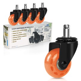 Office Caster Wheels,2” Heavy Duty Ball Caster Wheels Replacement for Hardwood,Tile,Carpet Floors,Smooth Rolling Chair Wheels Universal Fit for Office,Game Chairs (2inch-Orange)