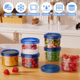 Winproper 6 Pack-16 OZ Freezer Storage Containers, Small Plastic Containers with Twist Top Lids, Round Food Storage Containers, Reusable Soup Container Microwave/Dishwasher Safe