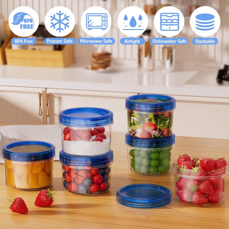 Winproper 6 Pack-16 OZ Freezer Storage Containers, Small Plastic Containers