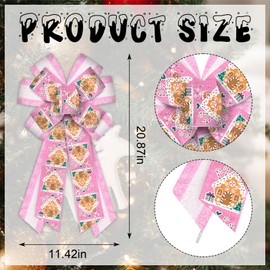 Habbiful Large Christmas Bow for Wreath, Pink House Christmas Wreath Bow for Front Door Wall Fence Decor Christmas Tree Topper Bow for Christmas Winter Party Home New Year Decoration Supplies