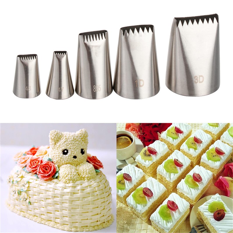 5 Pcs Icing Piping Tips Set, Stainless Steel Baking Kits,