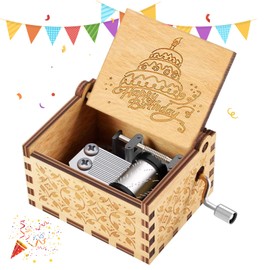 sinzau Wooden Hand Crank Music Box, Antique Carved Music Box, Wood, Hand Carved, Gift Idea for Family Lovers, Birthday, Christmas, Valentine's Day, Happy Birthday