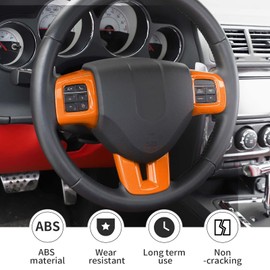 Linskip Steering Wheel Trim Compatible with Dodge Durango/Dart/Challenger/Charger 2009-2014 & Journey 2013-2023, Durango Steering Wheel Cover, Durango Interior Accessories 3Pcs(Orange)