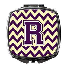Caroline's Treasures Letter R Chevron Purple and Gold Compact Travel Mirrors