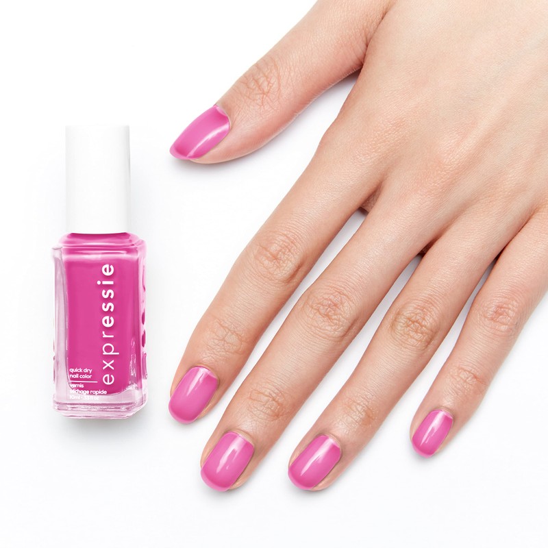 essie Expressie Nail Polish, Quick-Dry Translucent Magenta Pink Nail Polish,