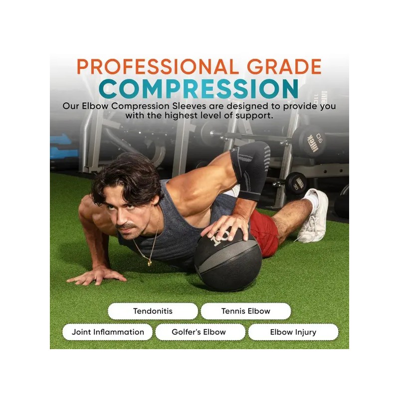 PhysFlex 테니스 및 골퍼의 팔꿈치 를 위한 PhysFlex 보호대 2팩